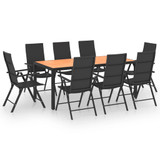 9-dijelni vrtni blagovaonski set crno-smeđi 3060057