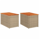 Vrtni bočni stolići 2 kom bež 55 x 34 x 37 cm poliratan i drvo 366069