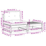 Vrtna sofa bez naslona za ruke s jastucima i tabureom 838138