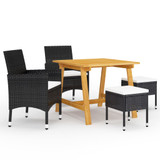 5-dijelni vrtni blagovaonski set crni 3068691