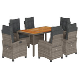 7-dijelni vrtni blagovaonski set sivi od poliratana 3212675