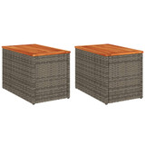 Vrtni bočni stolići 2 kom sivi 55 x 34 x 37 cm poliratan i drvo 366131