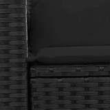 Vrtni dvosjed s jastucima crni od poliratana 365991