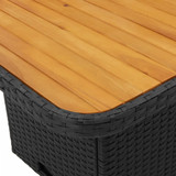 Vrtni stol crni 110 x 110 x 71 cm poliratan i bagremovo drvo 368272