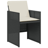 3-dijelni bistro set s jastucima crni od poliratana 365068