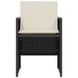 3-dijelni bistro set s jastucima crni od poliratana 365068