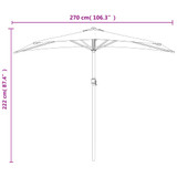 Balkonski suncobran crni 270 x 144 x 222 cm polukružni 312500
