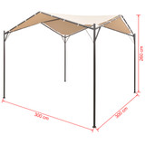 Sjenica/paviljon/šator/nadstrešnica 3 x 3 m čelični bež 43168