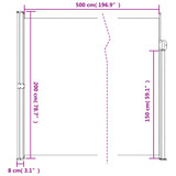 Bočna tenda na uvlačenje crna 200 x 500 cm 4004459