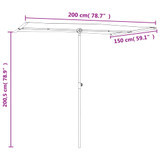 Vrtni suncobran s aluminijskom šipkom 2 x 1,5 m boja cigle 47341