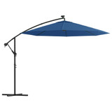 Konzolni suncobran LED s čeličnom šipkom 300 cm azurni 47137 Konzolni suncobran LED s čeličnom šipkom 300 cm azurni 47137