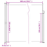 Bočna tenda na uvlačenje crna 220 x 600 cm 4004564