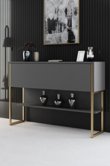Komoda Luxe - zlato, antracit Komoda Luxe - zlato, antracit