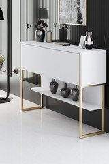 Komoda Luxe - zlatna, bijela