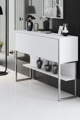 Komoda Luxe - srebrna, bijela