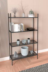 Polica za knjige Marta - crno, dimljeno staklo