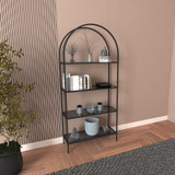 Polica za knjige Mona - crna, dimljeno staklo 80