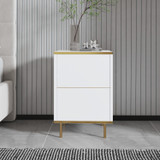 Noćni ormarić Imaj - Bijelo, Zlatno