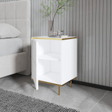 Noćni ormarić Imaj - Bijelo, Zlatno