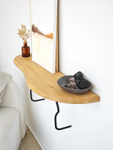 Zidna polica Edera - crna, hrast