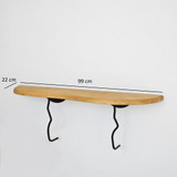 Zidna polica Edera - crna, hrast