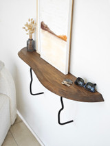 Zidna polica Lierre - crna, orah