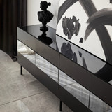 Stalak za televizor Leon - Crni, Fume