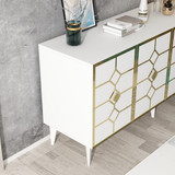 Konzola Cagla - bijela, zlatna