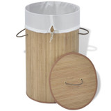 242723 Bamboo Laundry Bin Round Natural