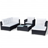 Vrtni Sofa Set 17 Kom Poli Ratan Crni