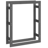 Stalak za drva za ogrjev sivi 80x25x100 cm od masivne borovine n.p