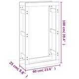 Stalak za drva za ogrjev boja meda 60x25x100 cm od borovine n.p Stalak za drva za ogrjev boja meda 60x25x100 cm od borovine n.p