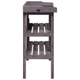 Stol za biljke s policama sivi 78x38x82,5 cm masivna jelovina n.p