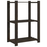 Stalak za pohranu s 3 razine crni 60x38x90 cm masivna borovina n.p