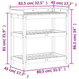 Stol za sadnju s policama 82,5x45x86,5 cm od masivne borovine n.p