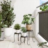 Stalci za biljke 3 kom crno-bijeli keramički n.p Stalci za biljke 3 kom crno-bijeli keramički n.p