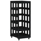 Držač za cjepanice s kotačima crni 40x49x110 cm od borovine n.p