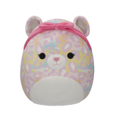 SQU:Squishmallows 30 cm W19-Michaela-Leopard duginih boja s roza trakom za glavu SQU:Squishmallows 30 cm W19-Michaela-Leopard duginih boja s roza trakom za glavu