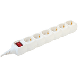 home Produžni kabl, 6 utičnice, prekidač, 1.5mm?,1.5 met, bijeli - NV 6K/WH/1,5