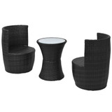 Petodijelni Bistro Set od Poliratana Crni