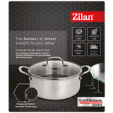 Zilan Kaserola sa staklenim poklopcem, 24 cm, troslojno posuđe - ZLN9648 Zilan Kaserola sa staklenim poklopcem, 24 cm, troslojno posuđe - ZLN9648