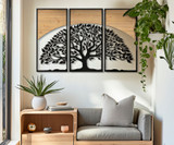 Zidni Panel Luk Željezo I Drvo Set 3 Koma Cm 105x2x70 (35x2x70)