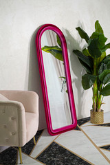 Zidno Ogledalo Cloe Fuxia Velvet Cm 60x4x160