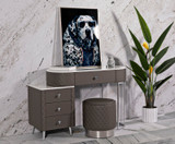 Kozmetički Stol Sharon Grey Sa Taburetom Srebrne Noge Cm 120x40x75 (Vel. Tabureta Ø36x39)