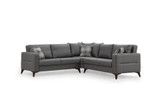 Kutna sofa-krevet Kristal Rest 2+Corner+2 - Tamno siva