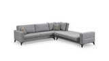Kutna sofa-krevet Kristal 3+Kut+3 - Svijetlo siva