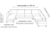 Kutna sofa-krevet Kristal Rest 3+Kutni+3 - Bež