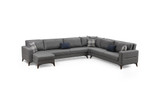 Kutna sofa-krevet Kristal Rest 3+Corner+3 - Tamno siva