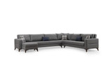 Kutna sofa-krevet Kristal Rest 3+Corner+3 - Tamno siva