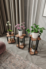 Drveni stalak za biljke Cvjetni stolni kvadrat - orah